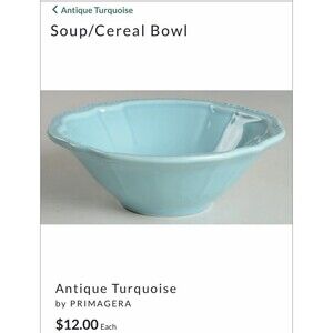 PRIMAGERA Soup Bowl TURQUOISE SCALLOP 7 1/2”
